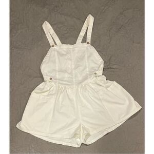 Dry Goods Double Zero Large White Denim Romper Overall Shorts New